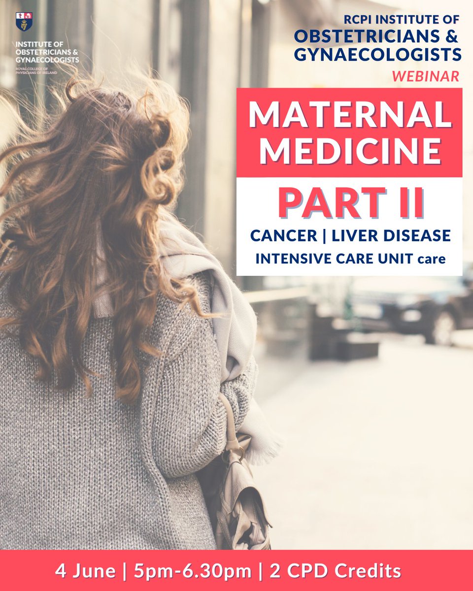 ANNOUNCEMENT 📢: Maternal Medicine Part II | 4 June

This webinar by RCPI Institute of Obstetricians &amp; Gynaecologists focuses on care of women in pregnancy who have cancer, liver disease, and are receiving care in an Intensive Care Unit. 

Book now 👉 web-eur.cvent.com/event/89790b4d…