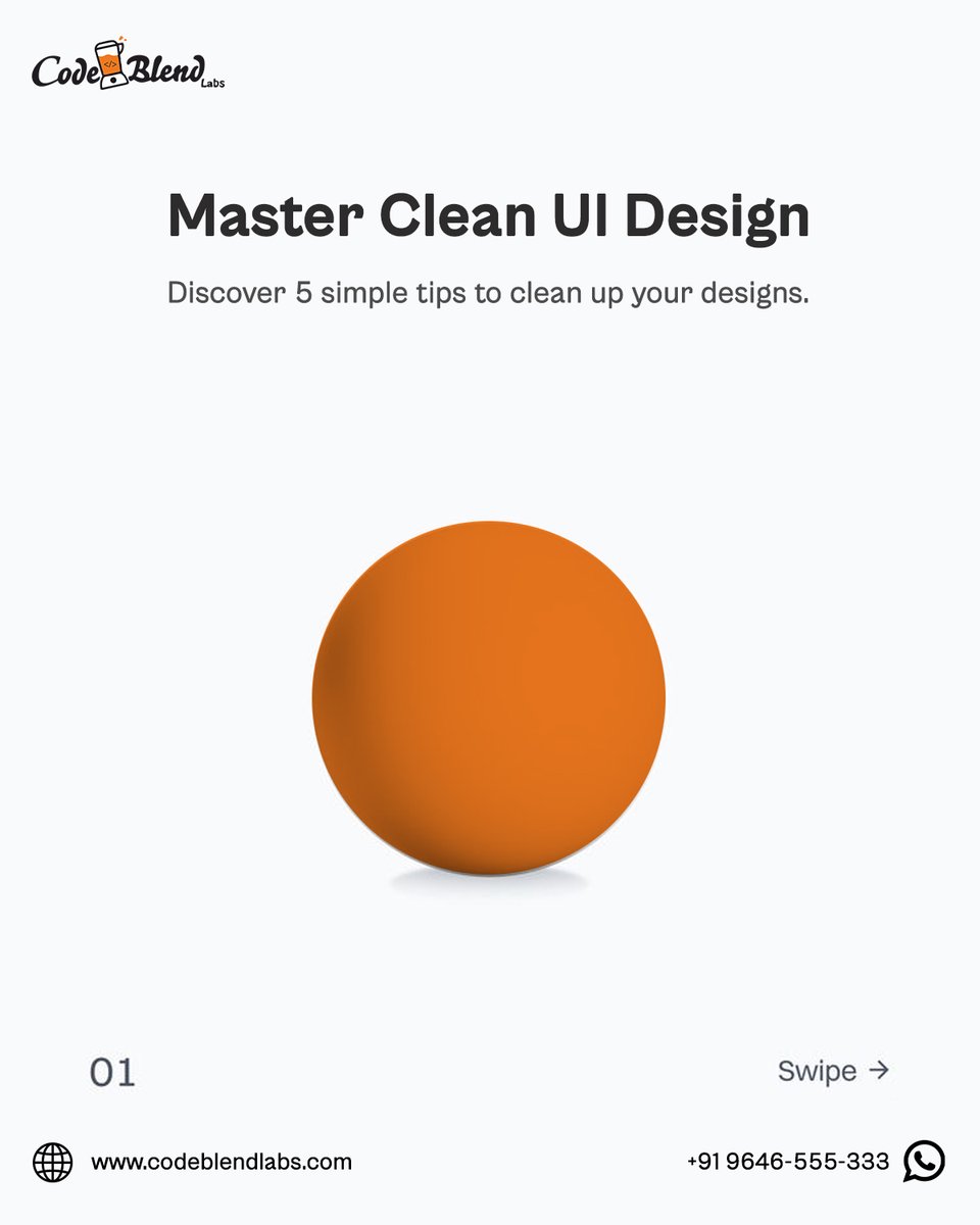 Codeblendlabs's tweet image. Sleek. Intuitive. Impactful.
Master the art of Clean UI Design and craft digital experiences that are not just beautiful — but functional. Whether it's web or mobile, a clean interface builds trust and keeps users engaged. Let your design breathe. Let your creativity shine. #cbl