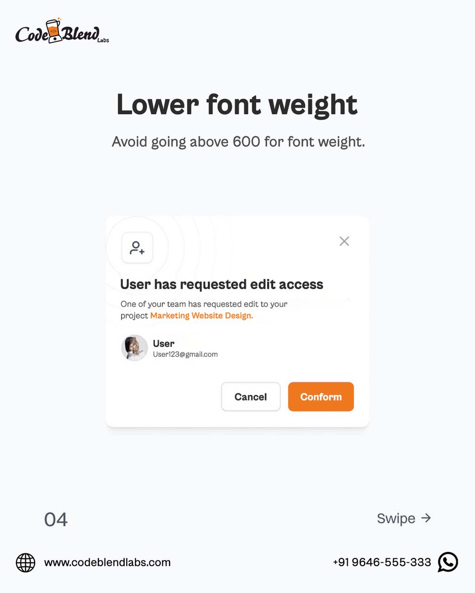 Codeblendlabs's tweet image. Sleek. Intuitive. Impactful.
Master the art of Clean UI Design and craft digital experiences that are not just beautiful — but functional. Whether it's web or mobile, a clean interface builds trust and keeps users engaged. Let your design breathe. Let your creativity shine. #cbl