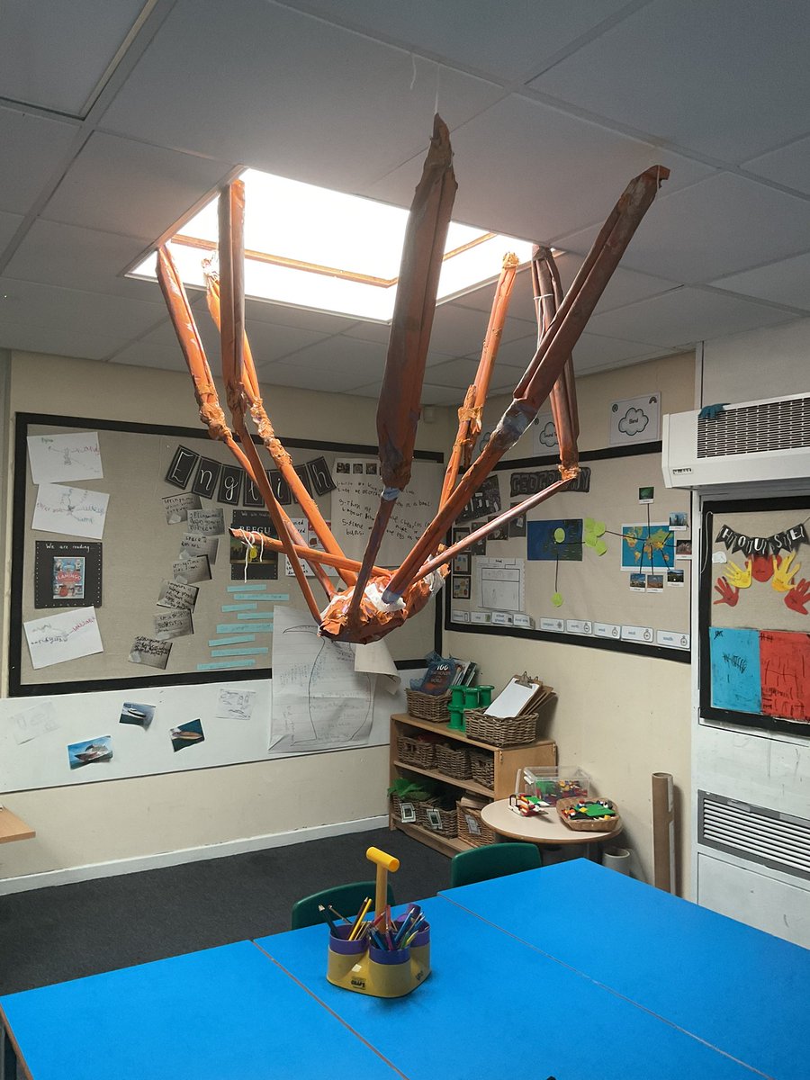 Look what crawled onto the ceiling of Year 1&amp;2… a spider!!!