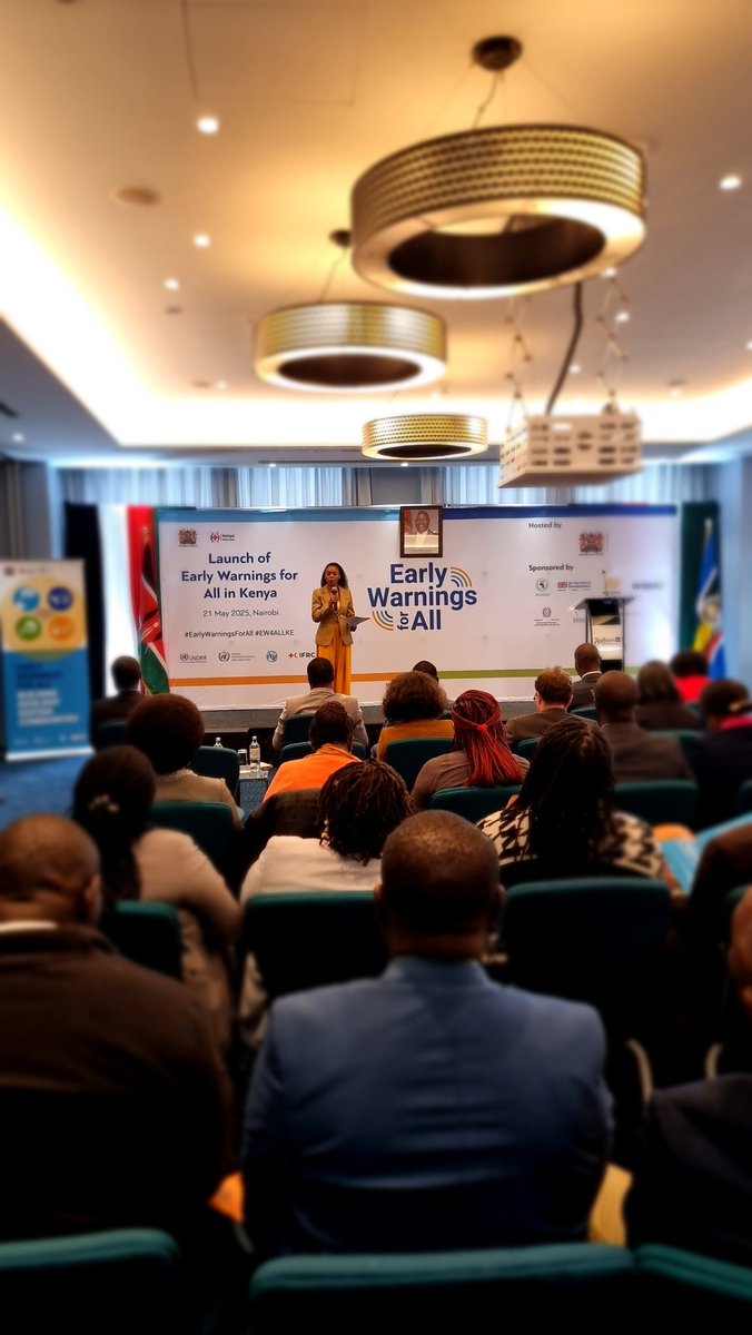 davidmuriithi's tweet photo. @Edith_kimani hosts the launch of Early Warnings for All Initiative in Kenya (EW4ALL), a groundbreaking initiative to ensure that everyone
on earth is protected from hazardous events through life-saving Early Warning Systems (EWS) by end 2027.

#EW4ALLKE #EarlyWarningsForAll https://t.co/0ZPeC23Ik8