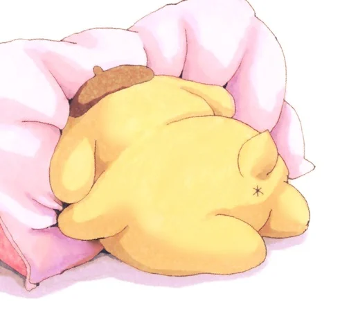 枕に顔をうずめるポムポムプリンちゃん #ポムポムプリン #イラスト