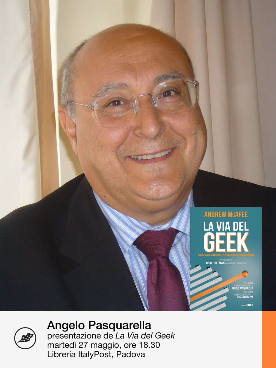 ⚪ Martedì 27 Maggio alle 18:30 Angelo Pasquarella presenterà "La Via del Geek. Creatività radicale per risultati straordinari" (<a href="/EdizioniGuerini/">EdizioniGuerini</a>) alla Libreria ItalyPost a Padova.

📷 Registrati gratuitamente all'evento: librerieitalypost.it/tc-events/la-v…