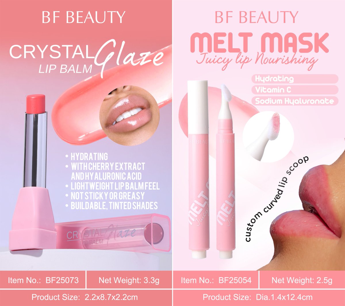 BFBeautyCN's tweet image. 💋Your Lips Deserve the Best Glow!
Meet our Juicy Lip Nourishing Melt Mask &amp;amp; Crystal Glaze Sheer Tinted Lip Balm!💄
Hydrating, glossy, and perfect for daily care &amp;amp; shine.✨ 
📲WAS: 189 6605 3509
Private label welcome!
#LipCare #LipMask #PrivateLabelCosmetics #CosmeticFactory #OEM