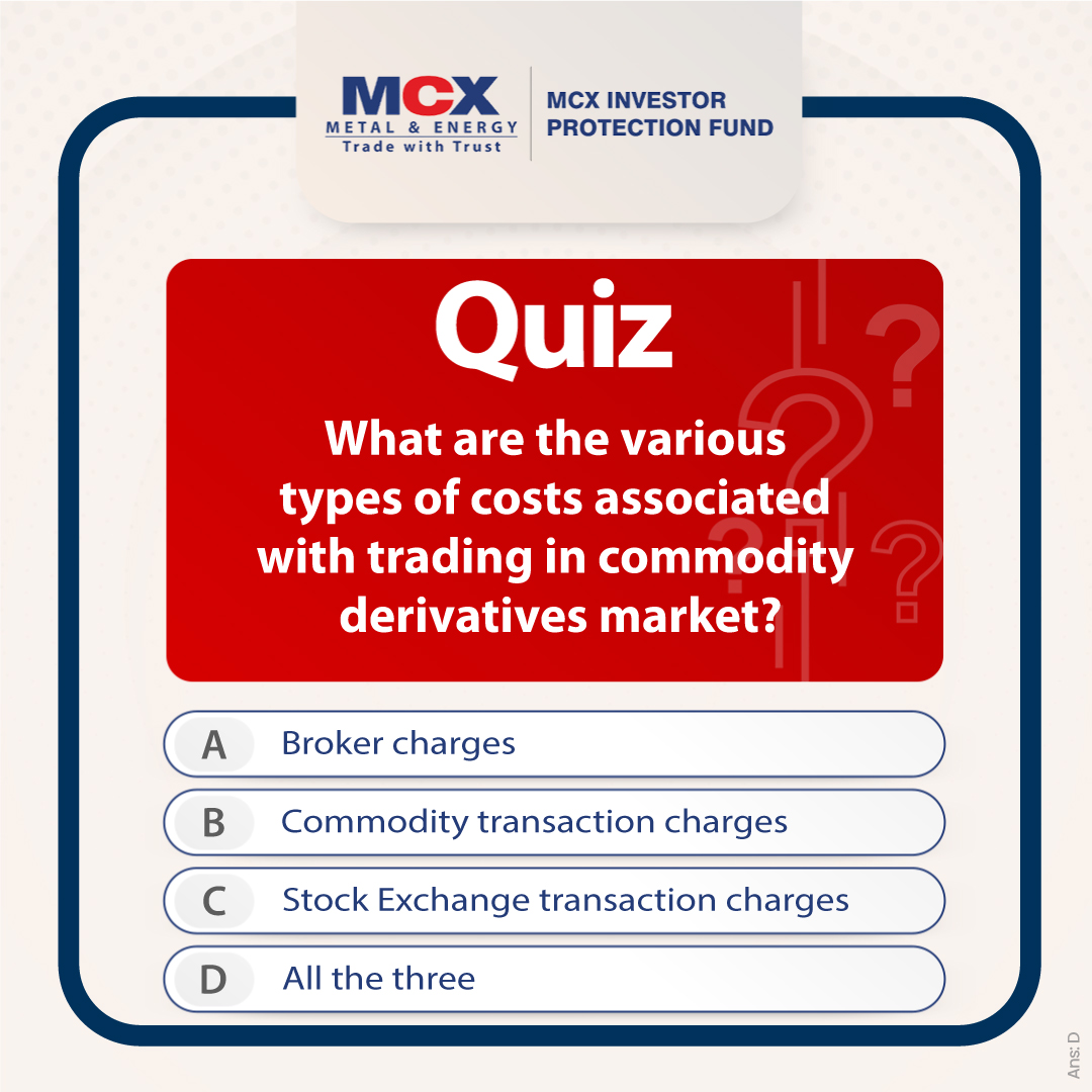 MCX IPF Presents: Test your Knowledge— Stay Informed, stay safe!

#quizoftheday #quiztime #quiz #commoditymarkets #hedging #riskmanagement #derivatives #awareness #options #futures #trading