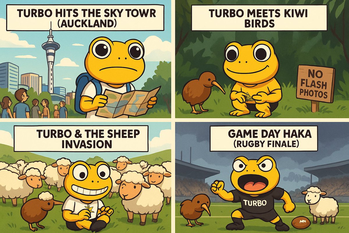 N05K1P's tweet photo. Before $TURBO blasts off for the moon, he’s taking a quick holiday around Earth.
First stop: New Zealand.
Where should he visit next?
Drop your country below and LOAD THE TOAD
#LoadTheToad #TurboToadToken #ToadOnTour #NewZealand #CryptoCommunity #MemeCoin #CT $TURBO https://t.co/g9tjU4nooi