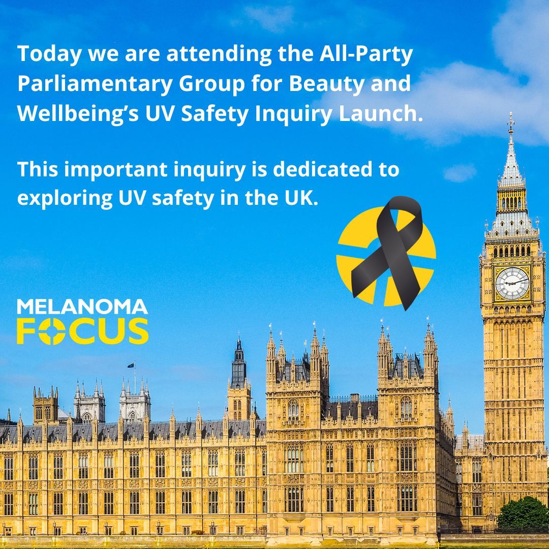 📣 Today we are attending the All-Party Parliamentary Group for Beauty and Wellbeing’s UV Safety Inquiry Launch. 

This important inquiry is dedicated to exploring UV safety in the UK and aligns with our mission to tackle the rising cases of melanoma skin cancer.

#melanoma