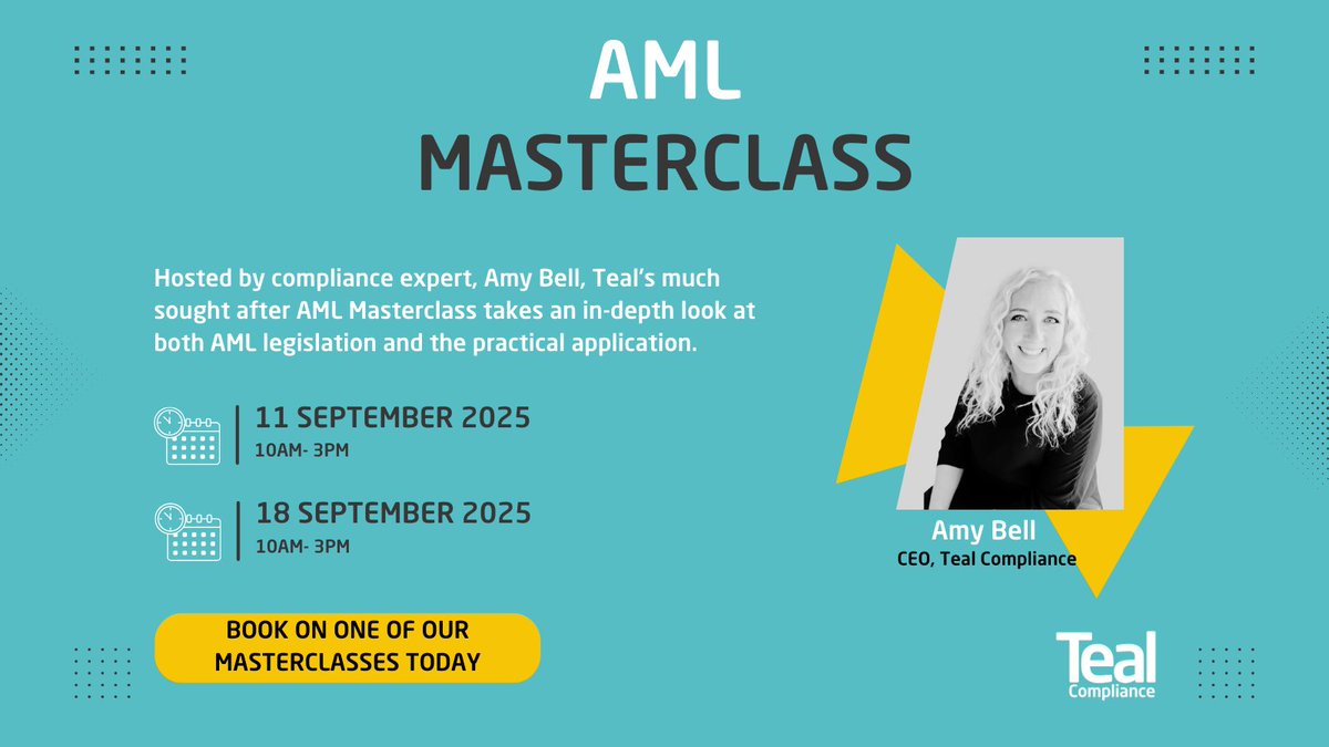 👩‍🎓Our AML Masterclasses are Back! 

Back by popular demand, we've now scheduled our next two AML Masterclasses! 

DON'T MISS OUT ON YOUR PLACE! Book now loom.ly/Mgi_Sis

#legalcompliance