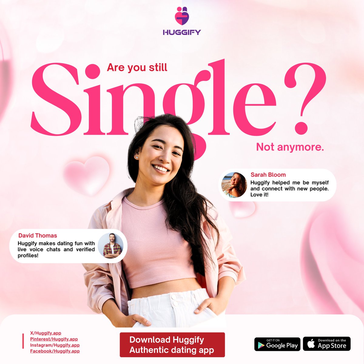 Huggify_dating's tweet photo. No longer single starts here! Connect with real singles on Huggify and enjoy authentic, safe dating. Download Huggify now and find your match!

#datingapp #FindLove #dating #SafeDating #GlobalConnections #LoveApp #FindYourMatch #datinglife #findpartner #love #InstantConnection https://t.co/KA2pjsEVdR