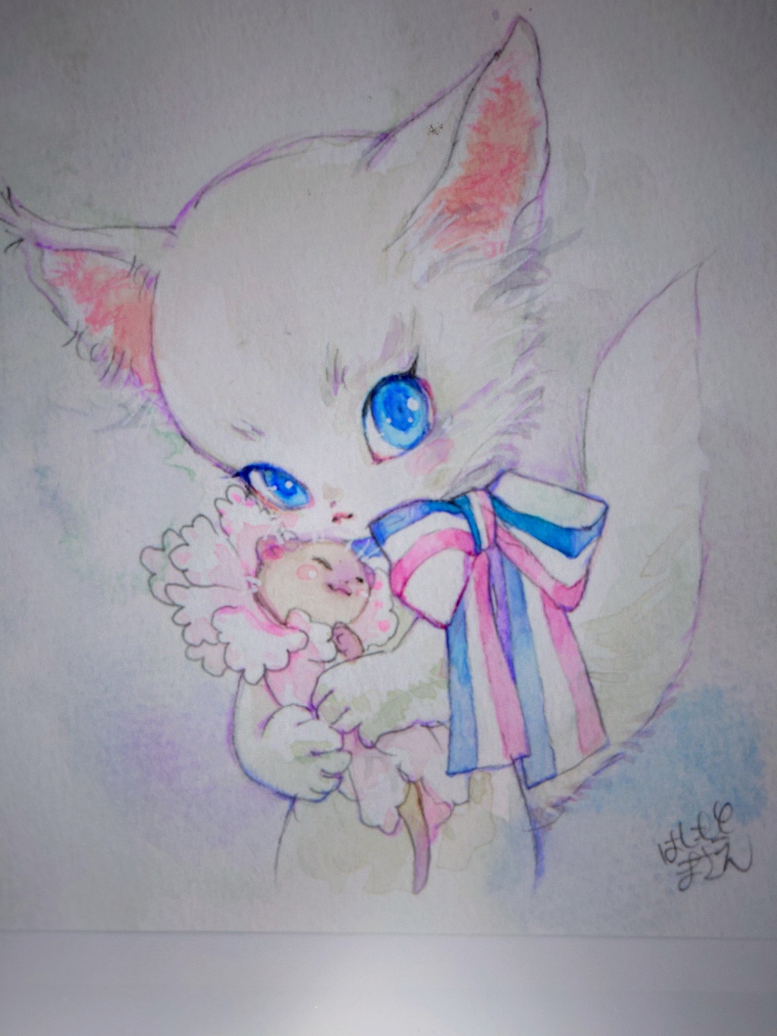 水墨原画正月のばあちゃんと猫 本職水墨画で猫 - 香月さんの猫日記
