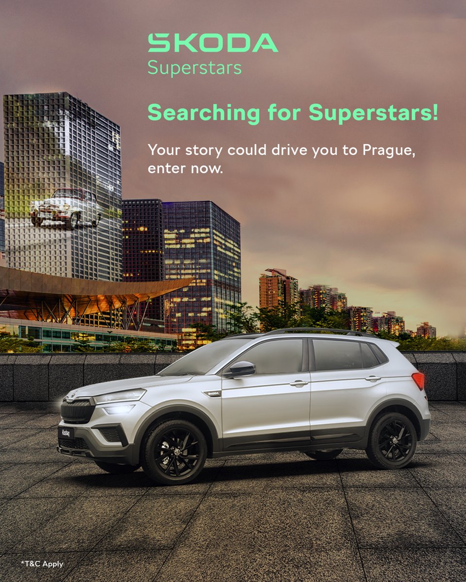 For 130 years, Škoda has moved dreamers forward. Now it’s your turn.

Participate on SkodaSuperstars.com now!

PS: Keep your Social profile public for a better chance to be picked.

#SkodaSuperstars #SkodaIndia #ContestAlert