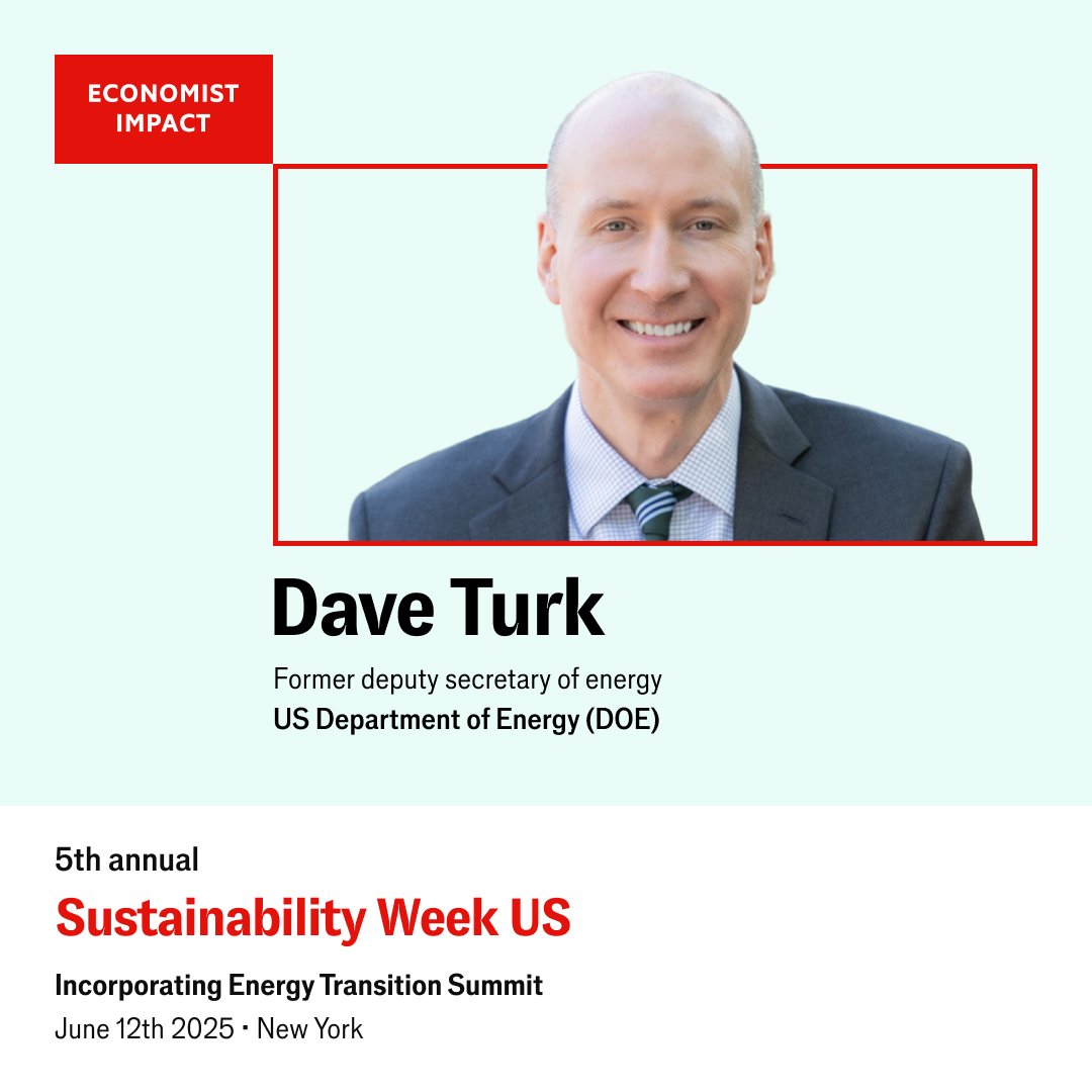 Economist Impact events (@economistevents) on Twitter photo Dave Turk from <a href="/ENERGY/">U.S. Department of Energy</a> will set the tone for the Sustainability Week US with "Opening keynote fireside chat. Energy independence redefined: the fight over clean energy and fossil fuels" in New York on June 12th > econimpact.co/TM
#EconSustainability Dave Turk from <a href="/ENERGY/">U.S. Department of Energy</a> will set the tone for the Sustainability Week US with "Opening keynote fireside chat. Energy independence redefined: the fight over clean energy and fossil fuels" in New York on June 12th > econimpact.co/TM
#EconSustainability
