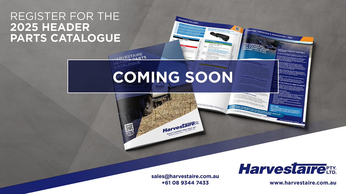 Get ready for the 2025 Harvestaire Header Parts Catalogue! Register now for your copy: harvestaire.com.au/contact-us. Existing customers, no need to sign up again
#Harvestaire #HeaderPartsCatalogue