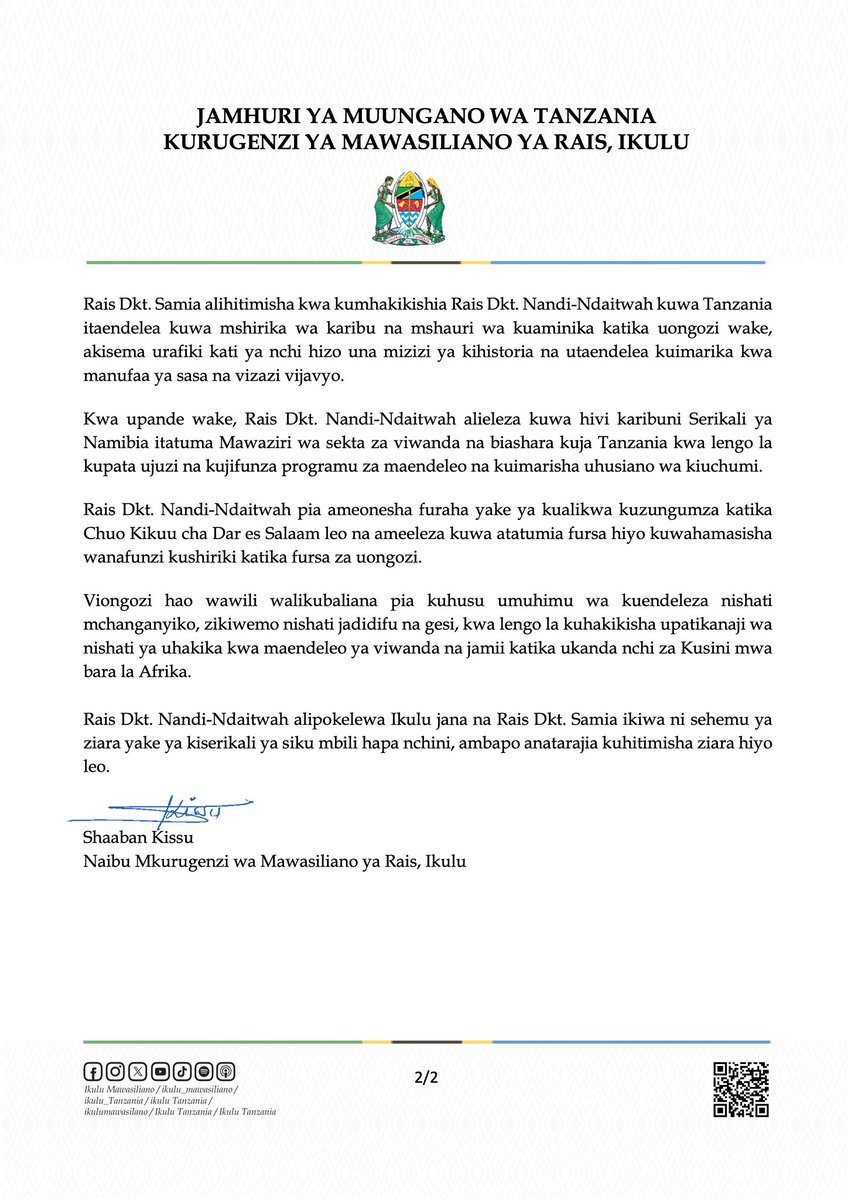 Suphian Juma Nkuwi (@suphianjuma) on Twitter photo Tanzania ya Rais Dkt <a href="/SuluhuSamia/">Samia Suluhu</a> ni namba moja ya Diplomasia na Mahusiano ya Kimataifa Afrika nzima. Tanzania ya Rais Dkt <a href="/SuluhuSamia/">Samia Suluhu</a> ni namba moja ya Diplomasia na Mahusiano ya Kimataifa Afrika nzima.