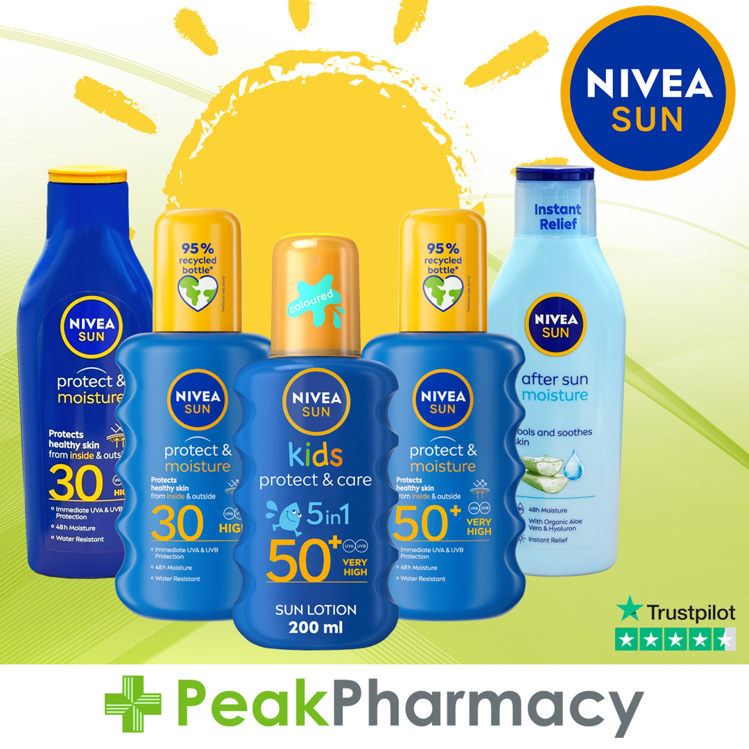 Stay safe in the sun with the #NIVEA Sun Care Range! ☀️

Protect the whole family with trusted SPF sunscreen at affordable prices. 🧴👨‍👩‍👧‍👦

Shop in-store or online today! ➡ peakpharmacy.co.uk/pharmacy/53-NI…

#NIVEASun #SPFProtection