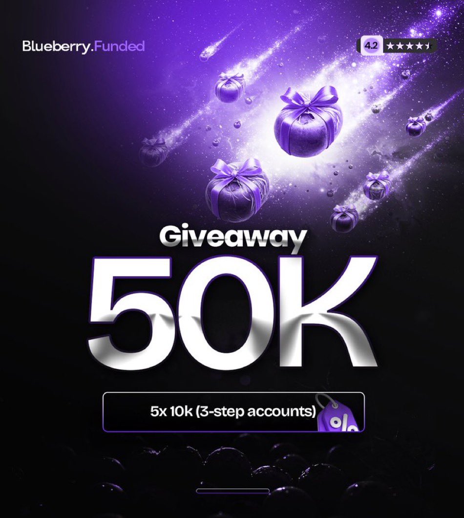 GIVEAWAY from <a href="/BlueberryFunded/">Blueberry Funded</a> 💜
5 x $10k Challenge Accounts

TASK: 

1. Must Follow: <a href="/BlueberryMarcus/">Marcus Fetherston</a> <a href="/BlueberryFunded/">Blueberry Funded</a> &amp; <a href="/iamjuddah/">𝐉𝐮𝐝𝐝𝐚𝐡™</a>

2. LIKE, REPOST AND TAG 3 TRADERS 

🔹Also follow <a href="/Chewymuffinz/">Muffin</a> <a href="/FinancialTrder/">Financial Trader 📊</a>  @mansorytrds <a href="/traderpercy/">Trader Percy</a>  <a href="/pips_daily/">ᴅᴀɪʟʏ ᴘɪᴘꜱ (ɢᴜ)📈</a> <a href="/Almo0s/">almos</a> 

72 HRS
