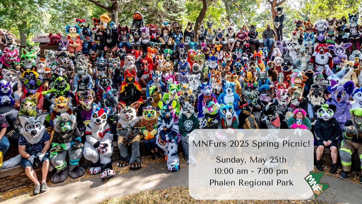 It's almost time for the 2025 MNFurs Spring Picnic! Grab a dish to share, your friends, and your appetite, and enjoy an afternoon of hanging out and having fun with your fellow furs at Phalen Regional Park TOMORROW!!!

For schedule and more: mnfurs.org/MNFurs_News/ev…