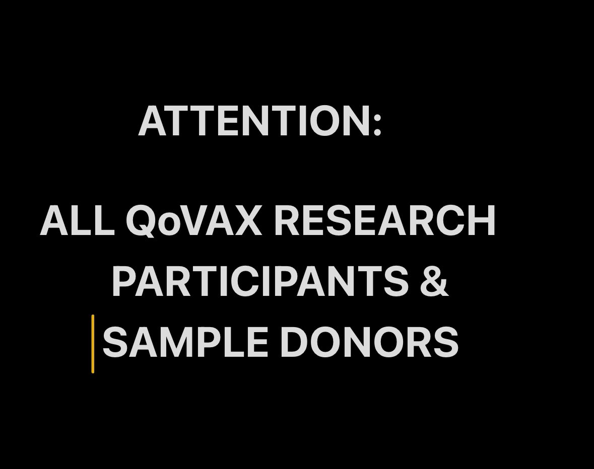 If you enrolled in the QoVAX study, provided samples &amp; strongly object to the proposed destruction of the globally significant biospecimens, then have your say

My office &amp; I are assisting former barrister Julian Gillespie to send the objections of QoVAX study participants