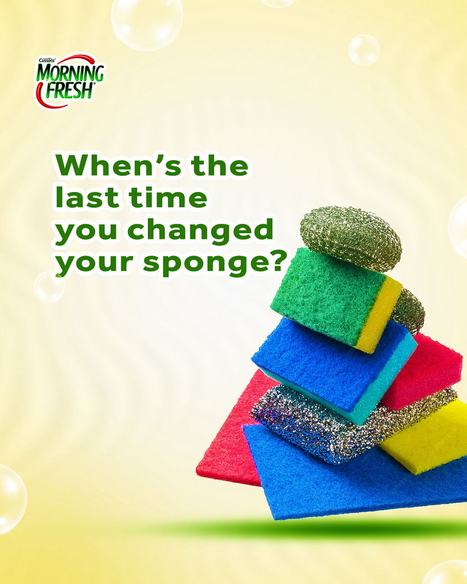 MorningFreshNG's tweet photo. When’s the last time you changed your sponge? 🤔
Keep it fresh with Morning Fresh for a cleaner wash every time!
#MorningFresh #KitchenCareExperts #OriginalFresh #ZestyLemon #AppleBlossomAntiBacterial https://t.co/KYFTpaL3EF