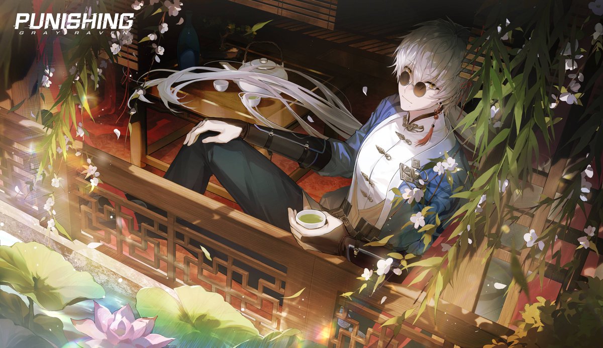 Sunlight filters through the dappled shadows of trees, illuminating a drowsy face.

In this rare moment of leisure, he quietly waits for the promised one to arrive.

The fragrance of tea whispers in the tender afternoon... Time passes swiftly, only this moment lingers.

Happy