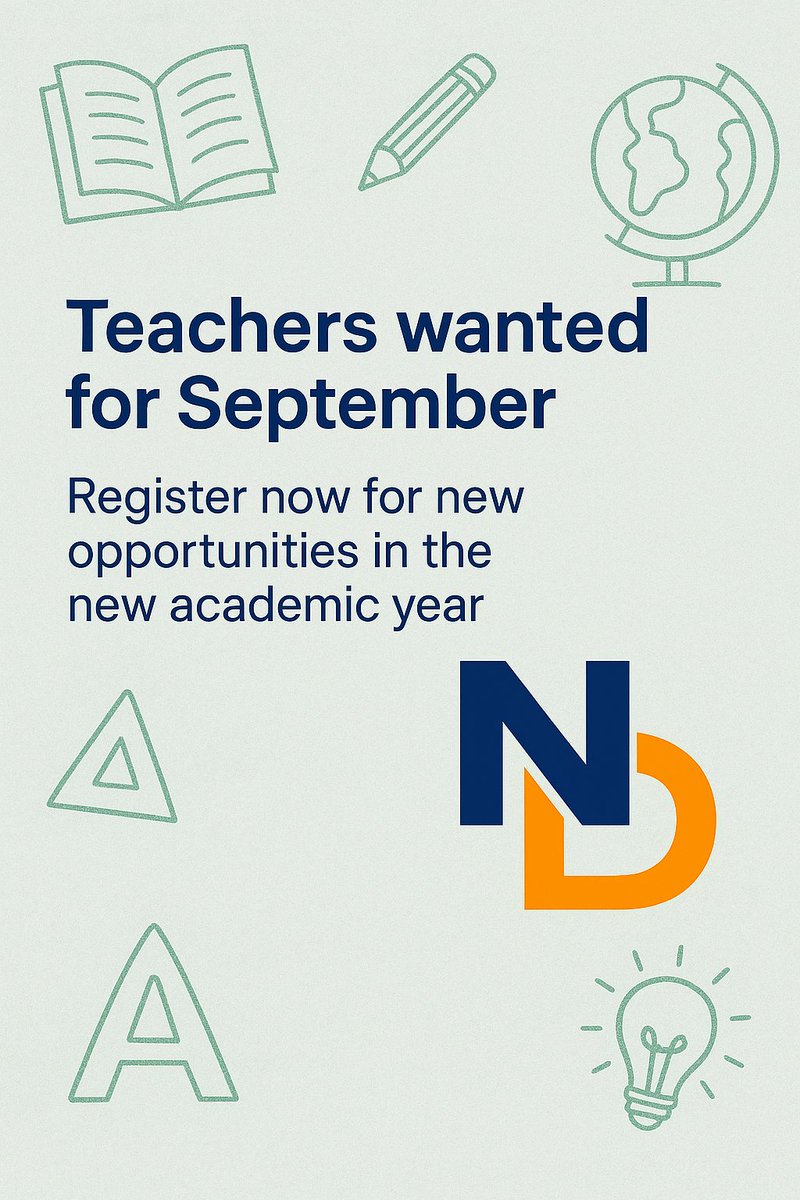 NDKeriEvans's tweet photo. September might feel far away, but trust us — now is the time to start thinking about your next teaching adventure.

At New Directions, we’re already gearing up to match amazing secondary teachers with roles for September!

Pop your CV to keri.evans@new-directions.co.uk https://t.co/pu7Zm2McW8