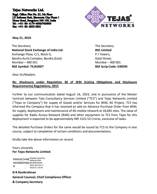 ravibhaumiriya's tweet photo. #TEJASNET Advance Purchase Order from BSNL
#OMINFRAL #JINDRILL #UTKARSHSFB #KRYSTAL #INOXWIND #SWSOLAR #GRAUWEIL #IDEA #VODAIDEA #SPICEJET #NYKAA #KPIGREEN #CDSL #BDL #MCX #BEML #CAMS #SUZLON #OLAELEC #BSE #SWIGGY #YESBANK #POLYCAB #KEIL #EPACK #BHEL #JSWENERGY #ETERNAL #GODREJCP #HAVELLS #DABUR #NESTLEIND #TATASTEEL #ASHOKLEY #ASTRAL #ATUL #BALKRISIND #BALRAMCHIN #ORIENTELEC #HINDCOPPER #HINDPETRO #HUDCO #KEI #RRKABEL