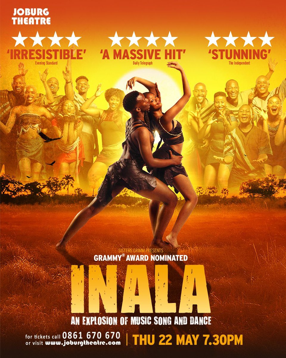 joburgtheatre's tweet photo. The wait is almost over!
Tomorrow, #INALA will take the stage in a stunning South African premiere, bringing to life the spirit, culture, and music of our heritage. Don’t miss this Grammy-nominated masterpiece that has wowed audiences around the world. Book now! https://t.co/gjwIb8J4dQ