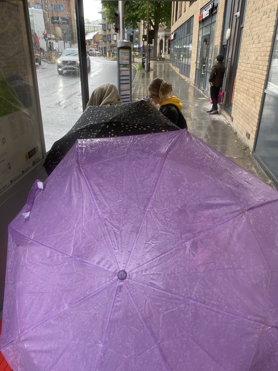 Sums up some people that they will stand underneath a bus shelter with an umbrella while others with can’t.