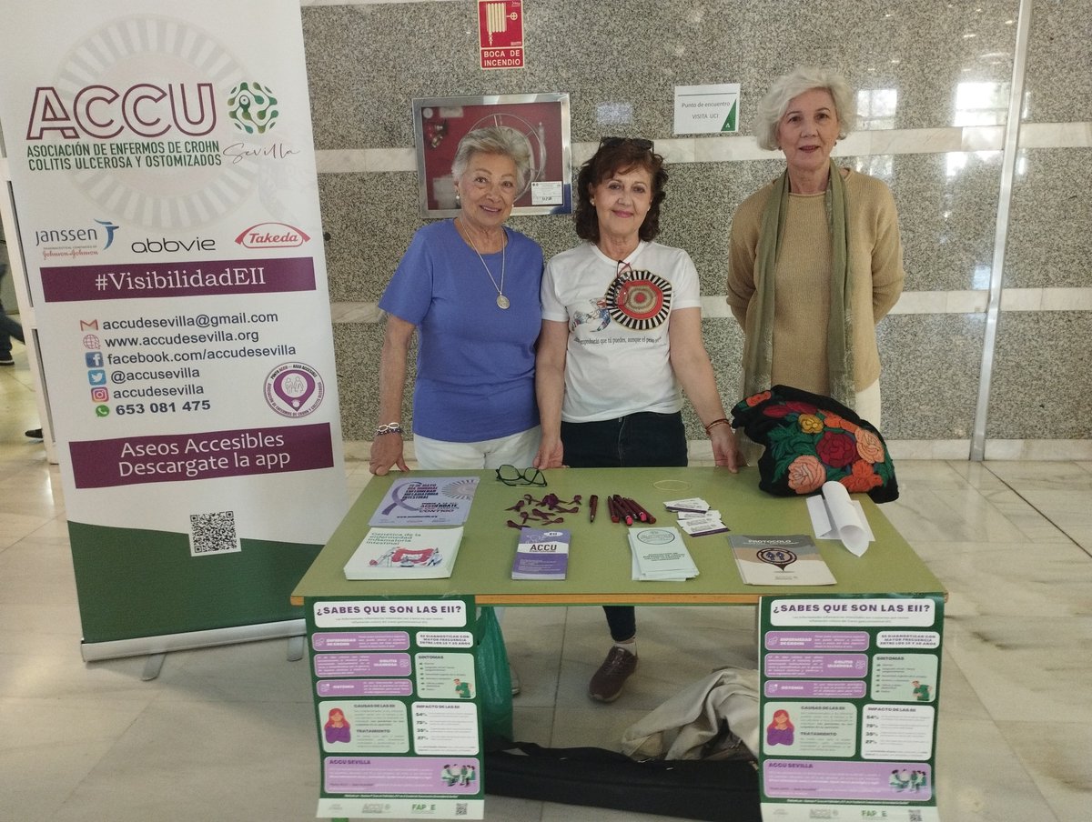 ACCU Sevilla (@accusevilla) on Twitter photo 💜19 MAYO | #DíaMundialEII💜
En la jornada del día 19 estuvimos con nuestra campaña de sensibilización en los distintos hospitales de Sevilla: <a href="/HUVMacarena/">Hospital Virgen Macarena</a>, <a href="/AGSSurSevilla/">AGS Sur de Sevilla</a>, <a href="/HSJD_Aljarafe/">Hospital San Juan de Dios del Aljarafe</a> y <a href="/HospitalUVRocio/">HospitalUVRocio</a>
<a href="/AbbVie_ES/">AbbVie España</a>
<a href="/Takeda_ES/">Takeda_ES</a>
#VisibilidadEII #Crohn #ColitisUlcerosa #ostomías 💜19 MAYO | #DíaMundialEII💜
En la jornada del día 19 estuvimos con nuestra campaña de sensibilización en los distintos hospitales de Sevilla: <a href="/HUVMacarena/">Hospital Virgen Macarena</a>, <a href="/AGSSurSevilla/">AGS Sur de Sevilla</a>, <a href="/HSJD_Aljarafe/">Hospital San Juan de Dios del Aljarafe</a> y <a href="/HospitalUVRocio/">HospitalUVRocio</a>
<a href="/AbbVie_ES/">AbbVie España</a>
<a href="/Takeda_ES/">Takeda_ES</a>
#VisibilidadEII #Crohn #ColitisUlcerosa #ostomías