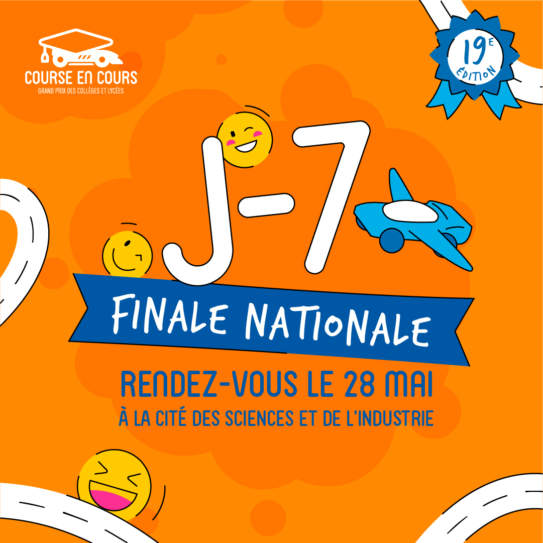 CourseEnCours's tweet image. 🚀 Tic-tac, tic-tac ! ⏰
Le compte à rebours est lancé pour la #finale nationale de Course en Cours ! 🏁
Dans 1️⃣ semaine, nos équipes de jeunes talents vont s&apos;affronter 🏆 Vous êtes prêts ?
Restez connectés pour suivre cet événement ! 🔥