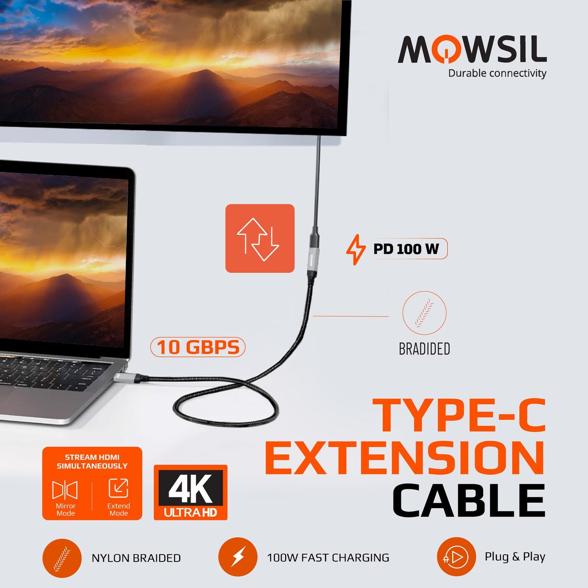 MowsilOfficial's tweet image. Extend. Charge. Stream – All in One!
Meet the powerful Mowsil Type-C Extension Cable – designed for speed, strength, and seamless connectivity.
Bulk purchase available – Visit  us for wholesale deals!
mowsil.com/.../mowsil-typ…...
#Mowsil #TypeCCable #FastCharging #USBCExtension