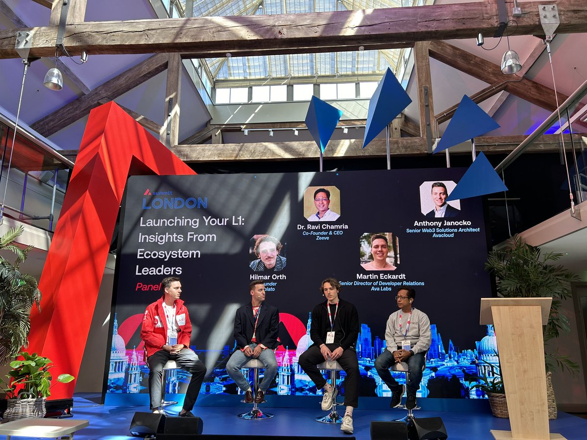 Аnthony Janocko 🔺 (@janockbro) on Twitter photo Great panel yesterday representing <a href="/AvaCloud/">AvaCloud</a> and discussing the <a href="/avax/">Avalanche🔺</a> L1 stack with <a href="/hilmarxo/">Hilmar</a> <a href="/gelatonetwork/">Gelato</a> and <a href="/rpchamria/">Dr. Ravi Chamria | Co-founder CEO of Zeeve</a> <a href="/0xZeeve/">Zeeve 🔺</a>
Moderated by the brilliant <a href="/martin_eckardt/">Martin Eckardt 🔺</a> Great panel yesterday representing <a href="/AvaCloud/">AvaCloud</a> and discussing the <a href="/avax/">Avalanche🔺</a> L1 stack with <a href="/hilmarxo/">Hilmar</a> <a href="/gelatonetwork/">Gelato</a> and <a href="/rpchamria/">Dr. Ravi Chamria | Co-founder CEO of Zeeve</a> <a href="/0xZeeve/">Zeeve 🔺</a>
Moderated by the brilliant <a href="/martin_eckardt/">Martin Eckardt 🔺</a>