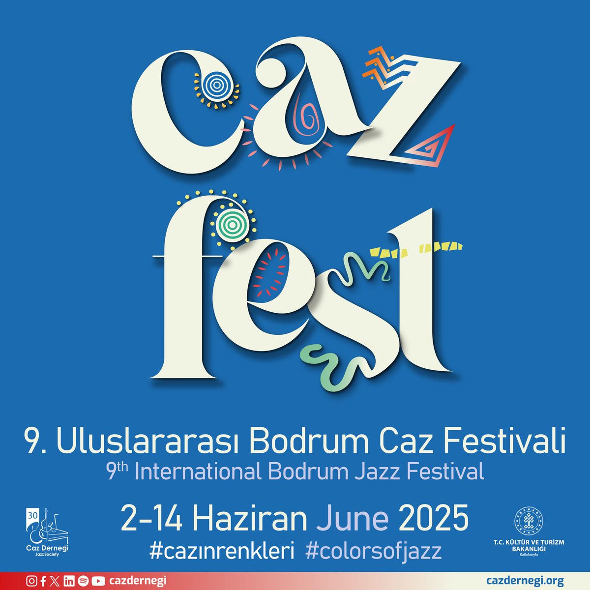 T.C. Kültür ve Turizm Bakanlığı (@tckulturturizm) on Twitter photo Bodrum’da yaz, cazın renkleriyle başlayacak! 🎷
#CazınRenkleri temasıyla 2–14 Haziran tarihleri arasında düzenlenecek 9. Uluslararası Bodrum Caz Festivali, 13 gün boyunca müziğin tüm tonlarını sahneye taşıyacak.
Bakanlığımız desteğiyle <a href="/CazDernegi/">Caz Derneği | Jazz Society</a> tarafından düzenlenenecek olan Bodrum’da yaz, cazın renkleriyle başlayacak! 🎷
#CazınRenkleri temasıyla 2–14 Haziran tarihleri arasında düzenlenecek 9. Uluslararası Bodrum Caz Festivali, 13 gün boyunca müziğin tüm tonlarını sahneye taşıyacak.
Bakanlığımız desteğiyle <a href="/CazDernegi/">Caz Derneği | Jazz Society</a> tarafından düzenlenenecek olan