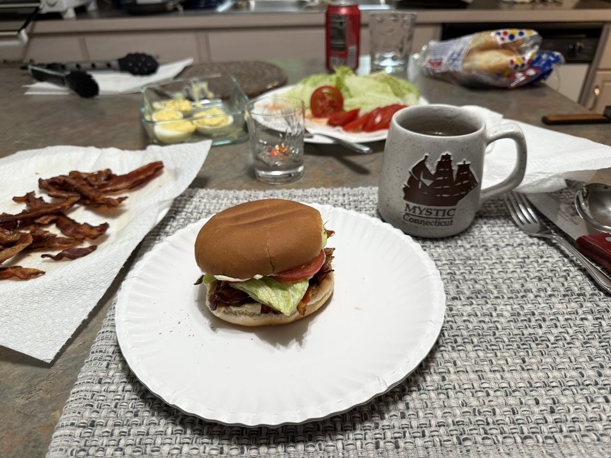 oldjedicz's tweet image. Cold rainy day at the Ranch. BLT’s and bone broth to sooth the joint pain for dinner. Two more days of rain to look forward to.