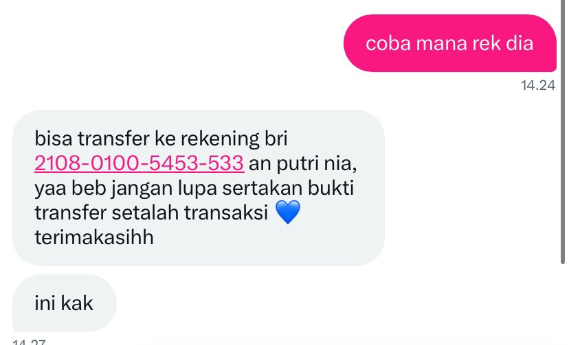 yshisaaaruru's tweet photo. guysss hati hati sama orang ini yaaa,yang payyment ke no rek ini dan atas nama ini skip aja‼️
pas aku cek rek dia ternyata pernah di spill😭🙌🏻
jangan pada fanbuy plisss hati hati😭😭😭

https://t.co/1HpLp0YRhu

https://t.co/58jt75FtqJ https://t.co/a6p5Q5htNJ