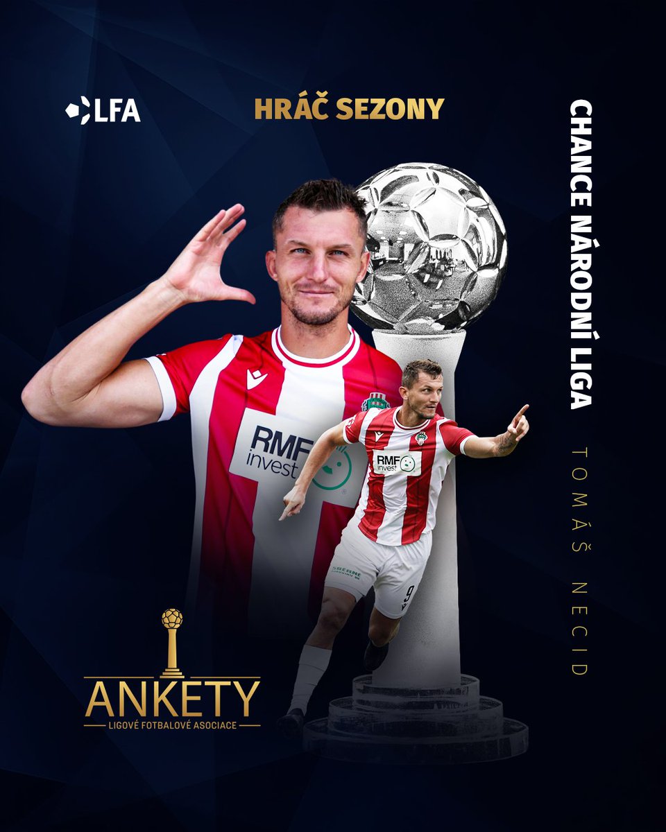 🌟 HRÁČ SEZONY 🏆
Nejlepší střelec ligy a tahoun Viktorie Žižkov! Tahle vizitka Tomáše Necida se nyní rozšíří i o titul Hráče sezony! 😎👏