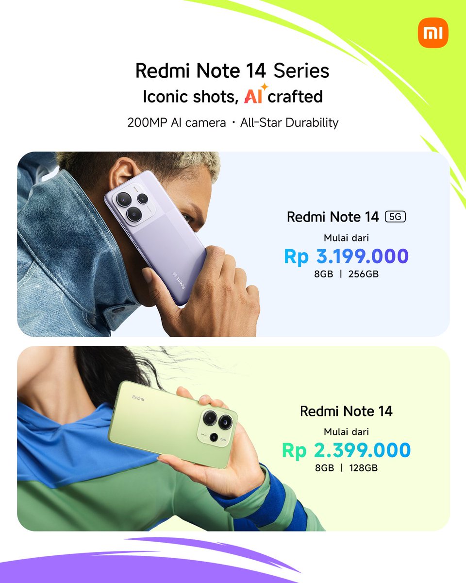 Ini saatnya kamu tampil makin AICONIC bareng Redmi Note 14 Series!

Sudah didukung dengan Xiaomi HyperOS 2 untuk semua lini produknya, kamu bakal ngerasain experience yang makin seru buat semua aktivitas! Ngonten, ngegame, streaming, sikaaat!

Yuk buruan check out sekarang juga