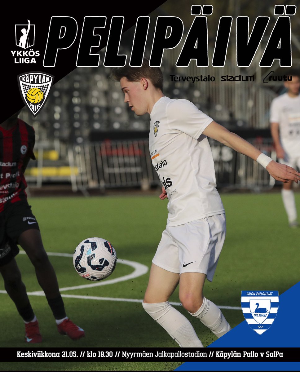 Huomenta futisväki. Tänään on PELIPÄVÄ!

Tervetuloa mestoille! Ottelu alkaa kello 18.30.

Jos et pääse paikalle, katsele peli Ruutu+ -palvelusta!

#käpa #käpylänpallo #käpaedustus #helsinki #jalkapallo #ykkösliiga #ruutuplus #meneetunteisiin #jalkapallo #futis #salpa