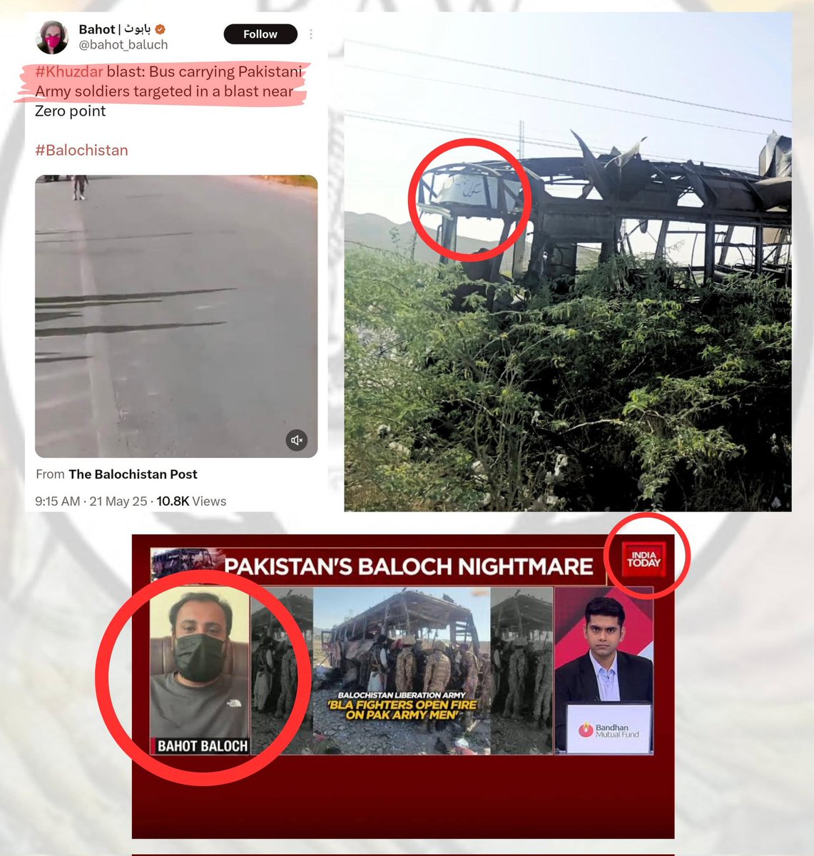 Why our media is again speaking lie and giving airtime to spokesperson of a UN declared Terrorist Organisation BLA. In picture it’s clear that BLA has targeted a school bus and our media trying to spin it.
No doubt that’s why we lost credibility around the world and world doesn’t