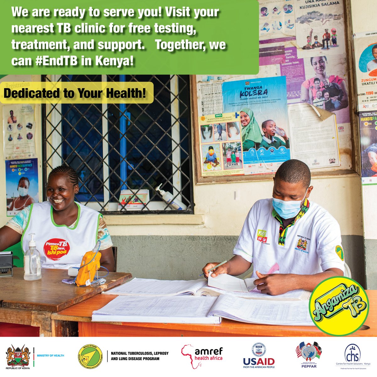 Citizen TV Kenya (@citizentvkenya) on Twitter photo #AD
Weโre here for you! Get free TB testing, treatment, and care at
your nearest clinic. Together, letโs #EndTB in Kenya!
#AngamizaTB #EndTBKenya
<a href="/MOH_Kenya/">Ministry of Health</a> <a href="/MOH_DHP/">Health Promotion Kenya</a> <a href="/NTLDKenya/">NTLD</a> <a href="/CHSKenya/">CHS</a> <a href="/Amref_Kenya/">Amref Health Africa in Kenya</a>
<a href="/StopTBKe/">Stop TB Partnership Kenya</a> <a href="/pamojatbgroup/">Pamoja TB group</a> <a href="/TBChampions_ke/">Network of TB Champions Kenya</a> #AD
Weโre here for you! Get free TB testing, treatment, and care at
your nearest clinic. Together, letโs #EndTB in Kenya!
#AngamizaTB #EndTBKenya
<a href="/MOH_Kenya/">Ministry of Health</a> <a href="/MOH_DHP/">Health Promotion Kenya</a> <a href="/NTLDKenya/">NTLD</a> <a href="/CHSKenya/">CHS</a> <a href="/Amref_Kenya/">Amref Health Africa in Kenya</a>
<a href="/StopTBKe/">Stop TB Partnership Kenya</a> <a href="/pamojatbgroup/">Pamoja TB group</a> <a href="/TBChampions_ke/">Network of TB Champions Kenya</a>
