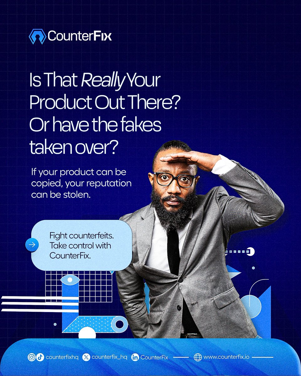 counterfix_hq's tweet image. Fakes can ruin your brand&apos;s rep! Take control with CounterFix and protect your products from counterfeits. Authenticity guaranteed! 

#CounterFix #AuthenticityMatters #Counterfeit #NoToFakeProduct #NoCounterfeit