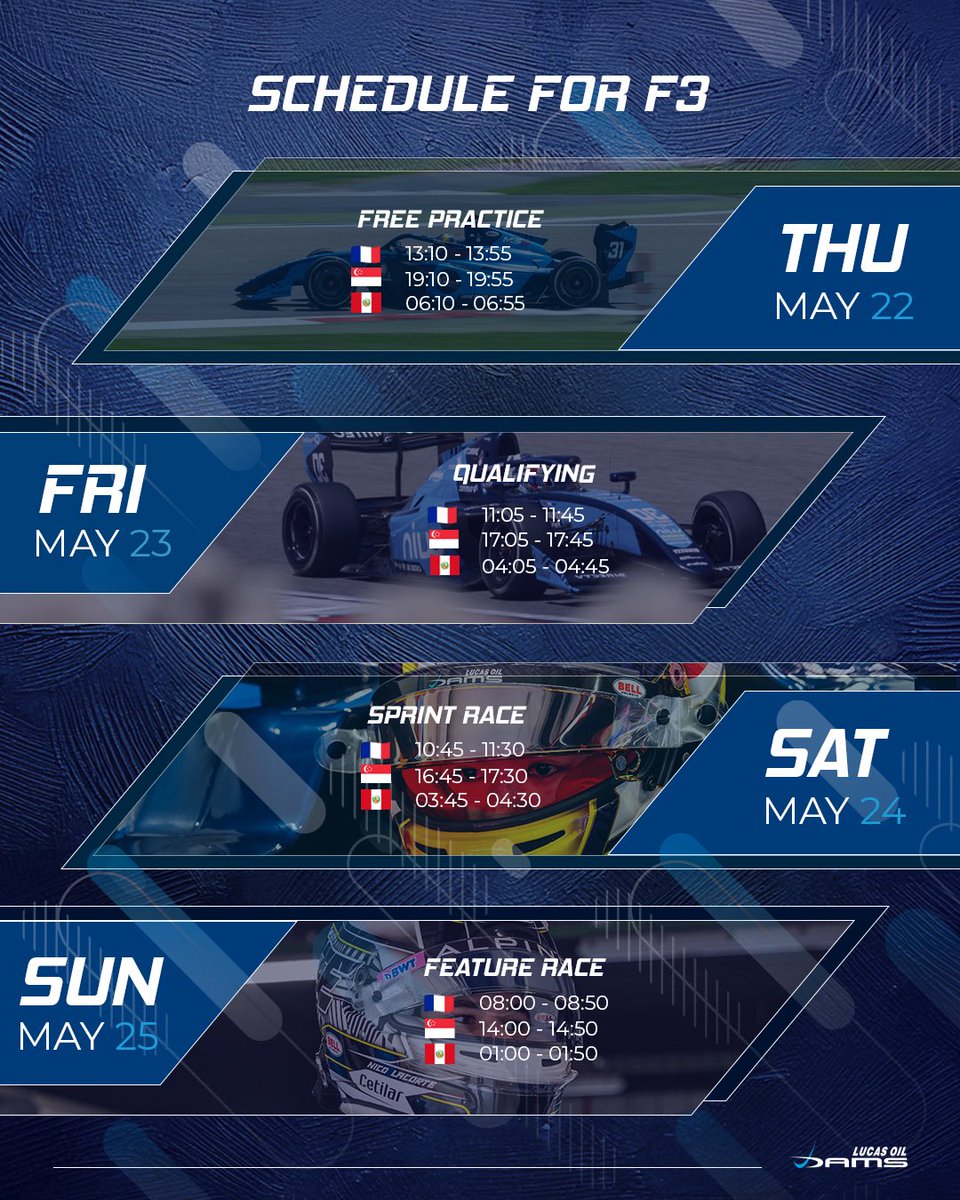 damsracing's tweet photo. 🏎️ SCHEDULE // MONACO
The most iconic round of the season is here!
Tight corners, no margin for error — it’s time to conquer Monte Carlo.
🚀 May 22–25. Let’s race through the streets.
#NextStopMonaco #DAMS #F2 #F3 #MonacoGP #WeAreDAMS #PushToTheLimit #Allezlesbleus https://t.co/KP2s2qSXBm