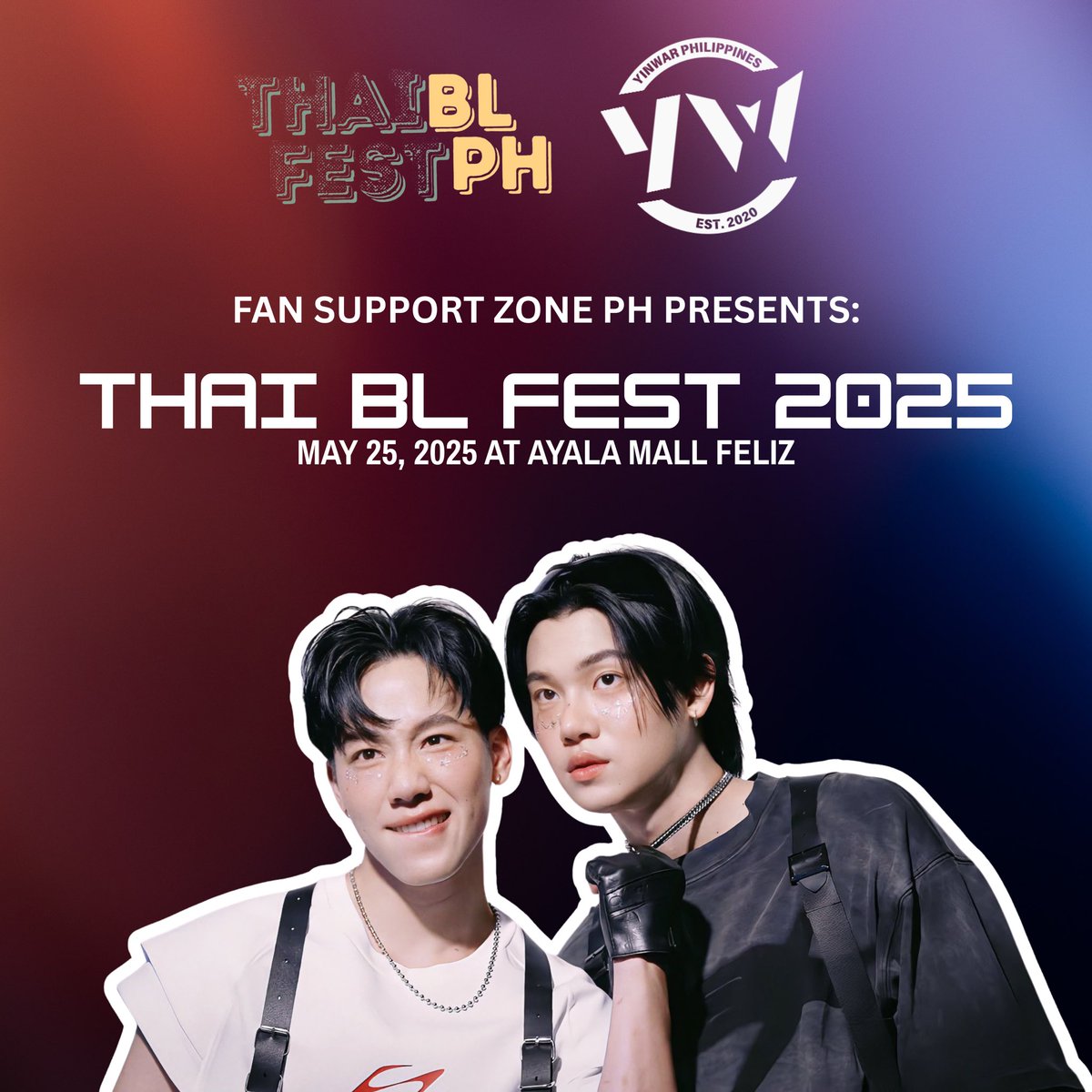 YinWarPHIL's tweet photo. Hello Filo Yors! Catch us at the Thai BL Fest this coming Sunday at Ayala Malls Feliz, alongside other amazing fanclub booths! We’ll be bringing ALL of our available YINWAR merch.

#ThaiBLFestPH #YWPH 
Yin Anan #yinyin_anw 
W.Wanarat #warwanarat 
#หยิ่นวอร์ #yinwar https://t.co/qvWTWNXFet