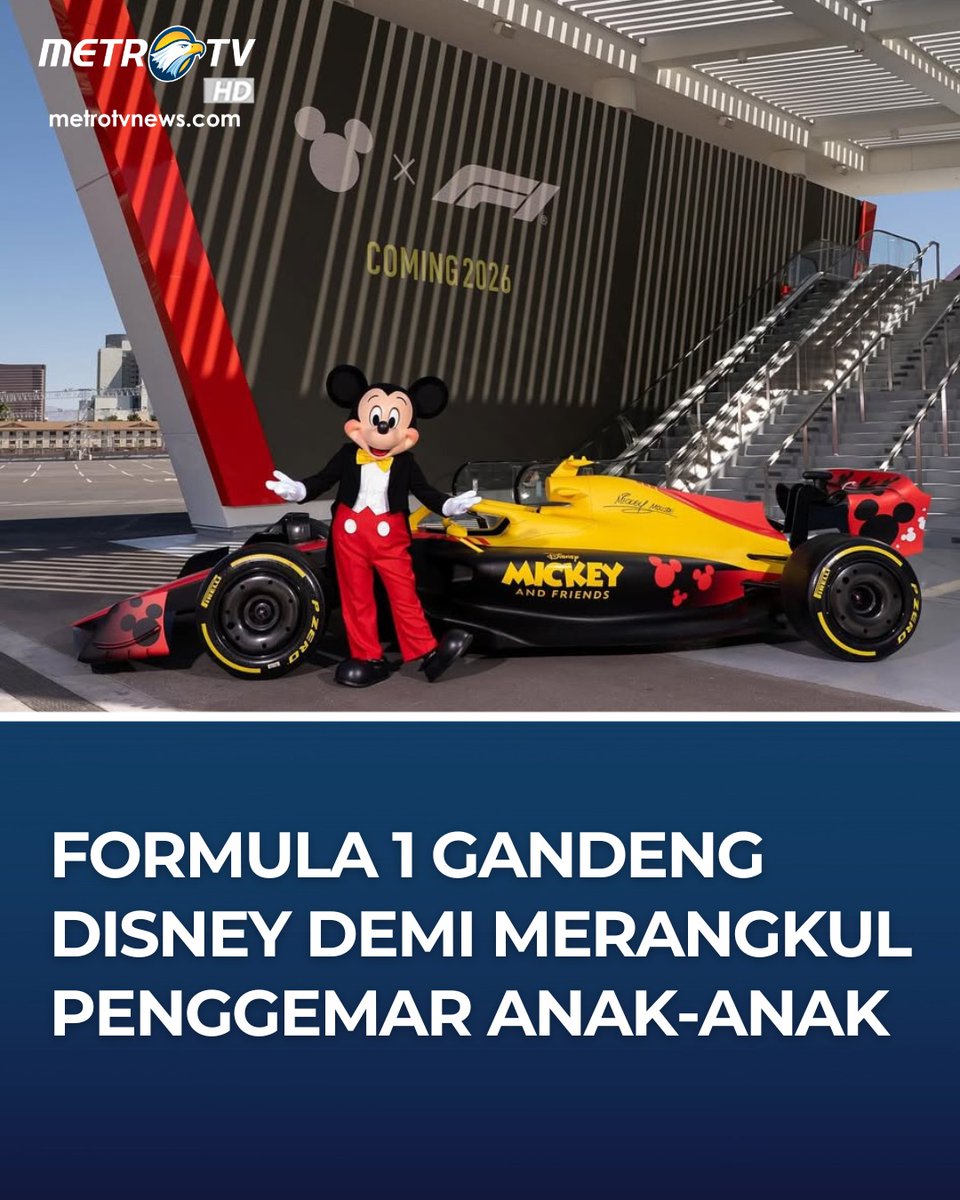 Metro_TV's tweet photo. Formula 1 bekerja sama dengan waralaba Disney hingga 2026 mendatang. Kerja sama ini diharapkan mampu meningkatkan popularitas Formula 1, khususnya di kalangan anak-anak lewat pengalaman entertainment dan hiburan menarik. 

#balap #fomula1 #disney #metrotvnews #metrotv https://t.co/QLPHnJGp34