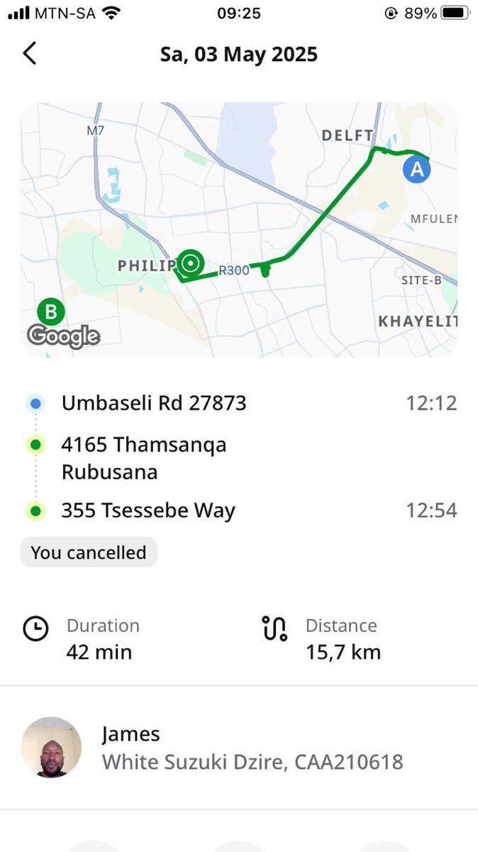 Mfez_eko's tweet photo. @inDrive screen shot of the pick up spot and the stops..The number of the account that requested the ride is 0631364535 and it belongs to Dineo  my friend.. The items the driver ran away with are my Honor Matrix 5G 9xa and an amount of R5000  on the phone's back cover. 3rd of May2025 https://t.co/u3j7vaXt76