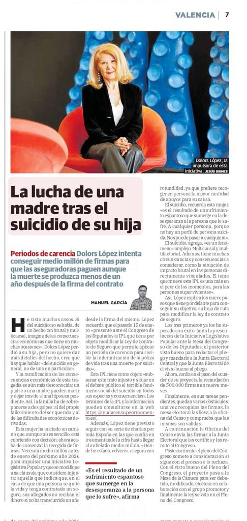 Dolors López (@dolorslopez8) on Twitter photo La campaña de recogida de firmas va tomando fuerza...Hablar adecuadamente del suicidio salva vidas, gracias <a href="/lasprovincias/">LAS PROVINCIAS</a> La campaña de recogida de firmas va tomando fuerza...Hablar adecuadamente del suicidio salva vidas, gracias <a href="/lasprovincias/">LAS PROVINCIAS</a>