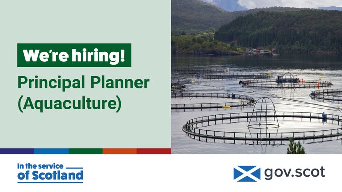 📢 We're hiring a Principal Planner (Aquaculture) - full time role

For more details and how to apply, visit ➡️  ow.ly/QKOM50VT34m

 📅 Application deadline is 8 June

#SGJobs #SGvacancy #MarineJobs
<a href="/scotgovjobs/">Scottish Government Jobs</a> <a href="/s1jobs/">s1jobs</a> <a href="/JCPinScotland/">JCP in Scotland</a>