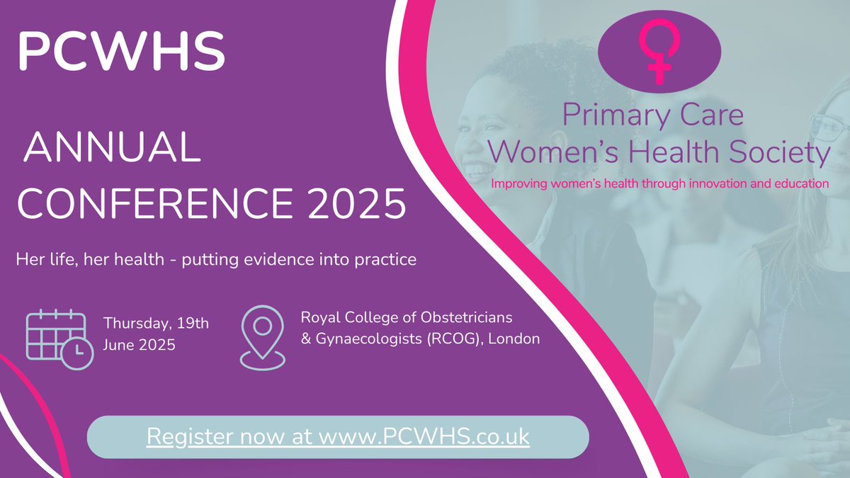 📢 Her life, her health.
Do not miss the <a href="/pcwhs_uk/">PCWHS</a> Annual Conference, where leading voices in women’s health will translate evidence into real-world impact.
📅 Thursday 19 June 2025
📍 RCOG, London, UK
🎟️ Register now: loom.ly/AoEOZyM
#WomensHealth #PCWHS2025
