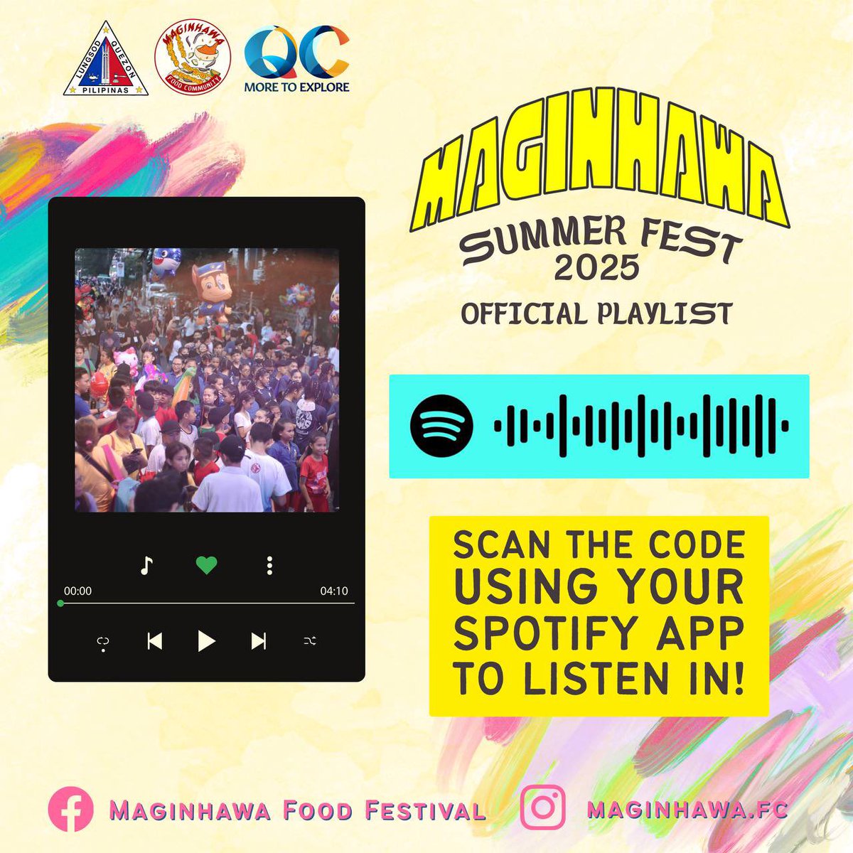 The official Maginhawa Summer Fest 2025 playlist is finally here‼️ 

📍Including songs by Sandwich, Earl Generao, HEY JUNE! Tema, We Got!, and Parasouls!

Whether you're prepping on the way to the festival, lounging around, or walking through the streets of Maginhawa, press