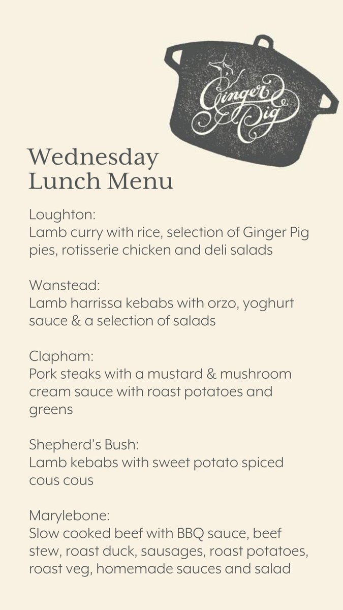 Wednesday’s lunch menu is sounding delicious…